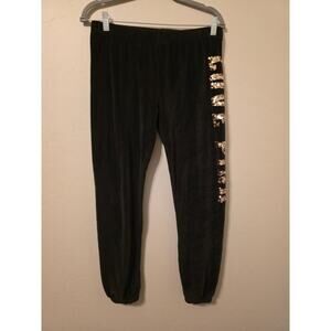 PINK Victoria’s Secret Black Velour Joggers w/ Sequin Logo ✨ Small
